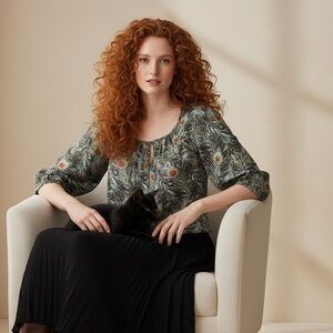 Liberty of London for Target Peacock Feather Babydoll Blouse Size M